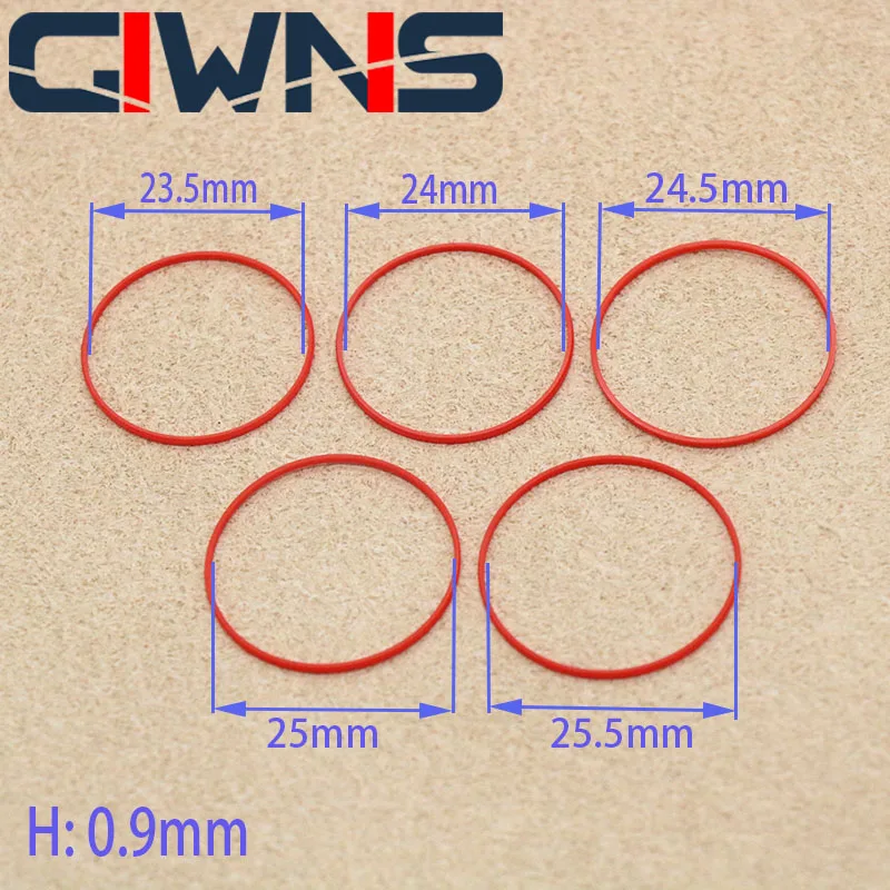 Watch Accessories Red Waterproof Ring Set Bottom Cover Sealing Rubber Ring 23-25.5Mm For Longines For Tissot For Ck Parts Tools