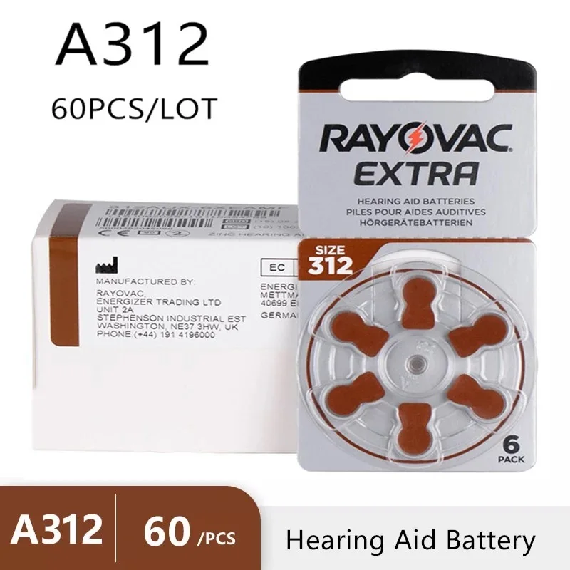 Nuove Batterie Per Apparecchi Acustici Da 60 Pezzi Rayovac Extra A312 312A 312 P312 Pr41 Batteria Ad Aria Di Zinco Ad Alte Prestazioni Per Apparecchi 