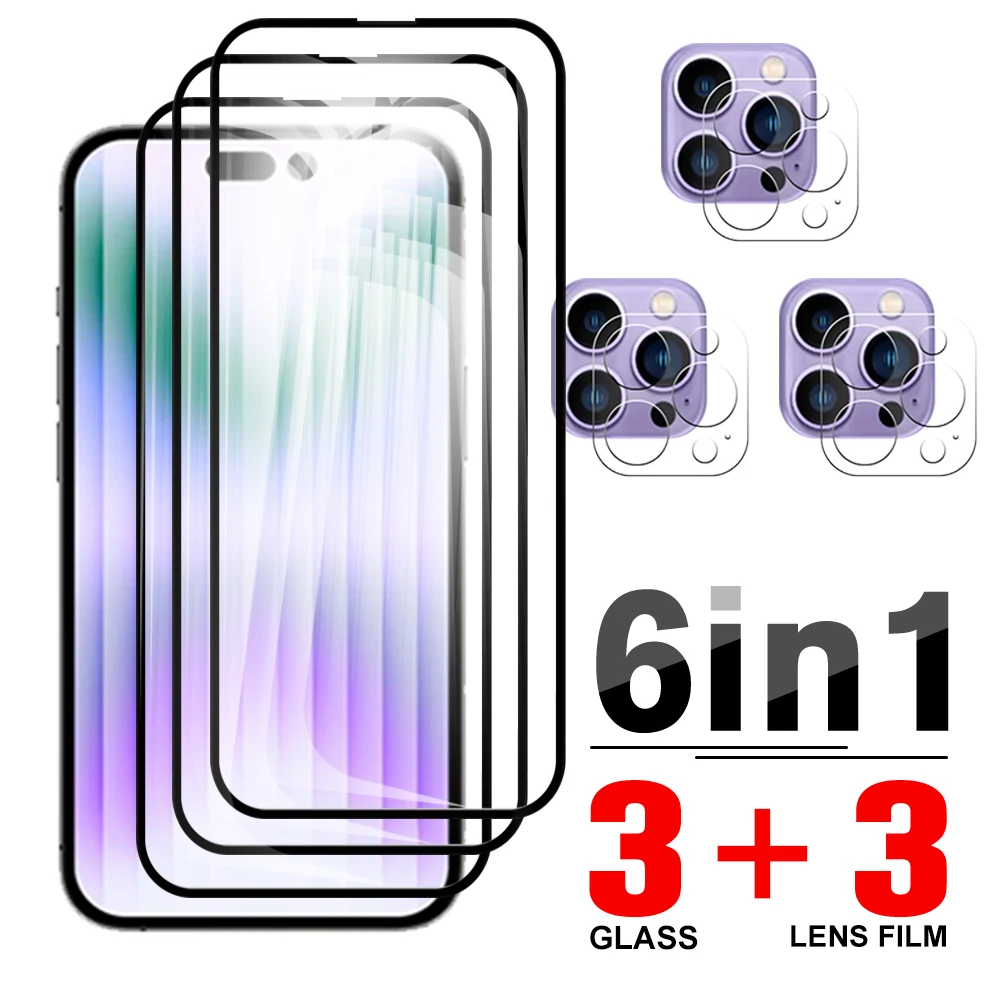 Custodia In Pellicola Temperata 6 In1 Per Iphone 14 Pro Max Protezione Dell'Obiettivo Della Fotocamera Iphone14 Aifon I Phone 14Pro 14 Pro Vetro Prote