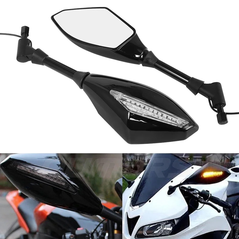 Per Honda Street Bikes Cruiser Scooter Moto Indicatore Universale 10Mm Specchietti Retrovisori Laterali Indicatore Di Direzione Integrato