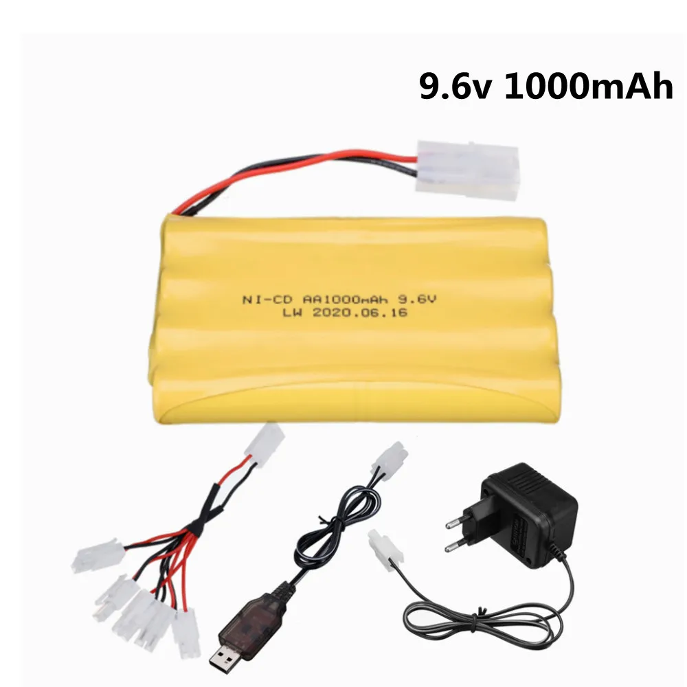 Ni-Cd 9.6V 1000Mah Battery + Charger For Rc Toys Car Tank Train Robot Boat Gun Aa 9.6V Rechargeable Battery Pack