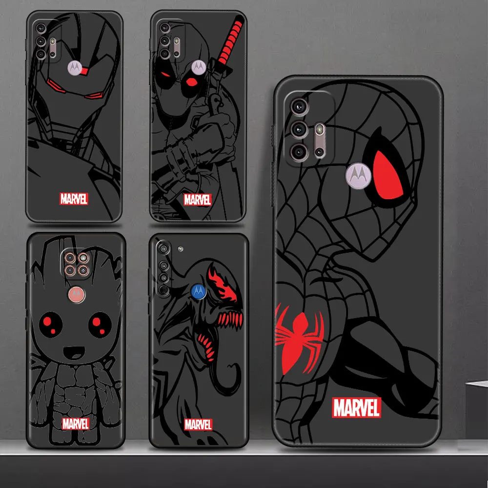 Iron Man Spiderman Art Red Phone Case Per Motorola Moto Edge 20Pro G52 G200 30Neo G9 One Fusion G22 G30 G8 Plus Cover In Silicone