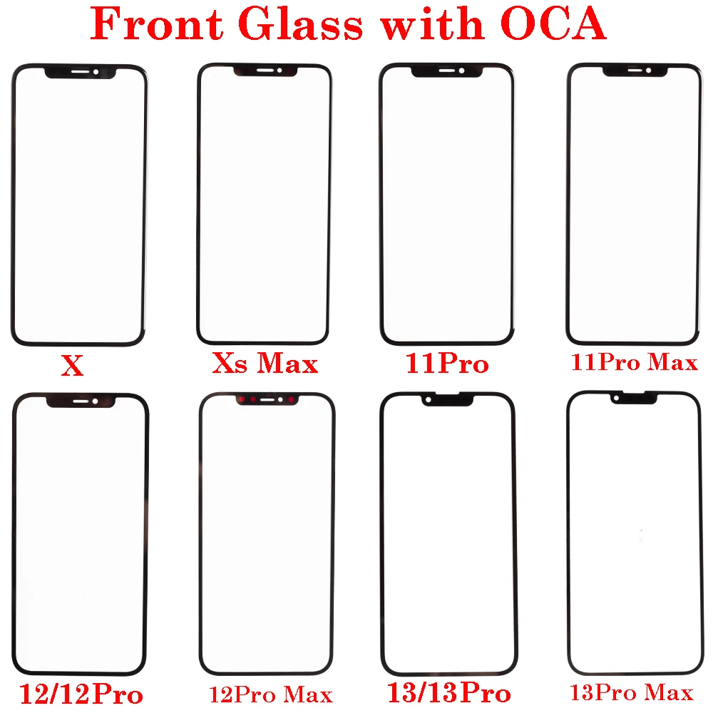 New Front Screen Outer Glass Lcd External Lens With Oca For Iphone 11 13 Pro Max 12 Mini X Xs Xr Max