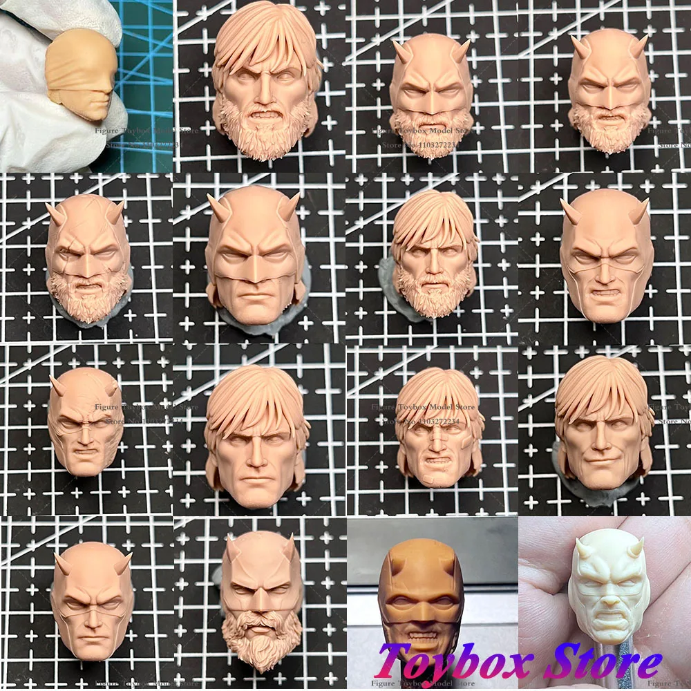 Versione Comica Scala 1/12 Non Verniciata Daredevil Head Sculpture Modello Bianco Per 6 ''Shf Mafex Ml Mezco Mcfarlane Action Figure Body