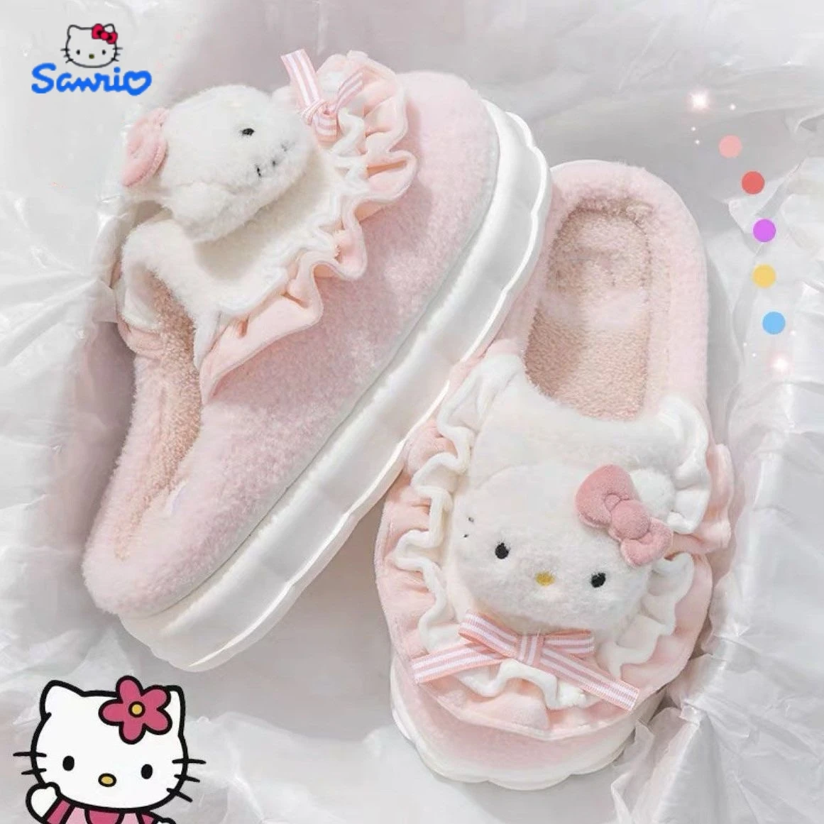 Cute Hello Kitty Slipper For Women Girls Cartoon Sanrio Melody Winter Warm Slipper Platform Antiscivolo House Slipper Kuromi Shoes