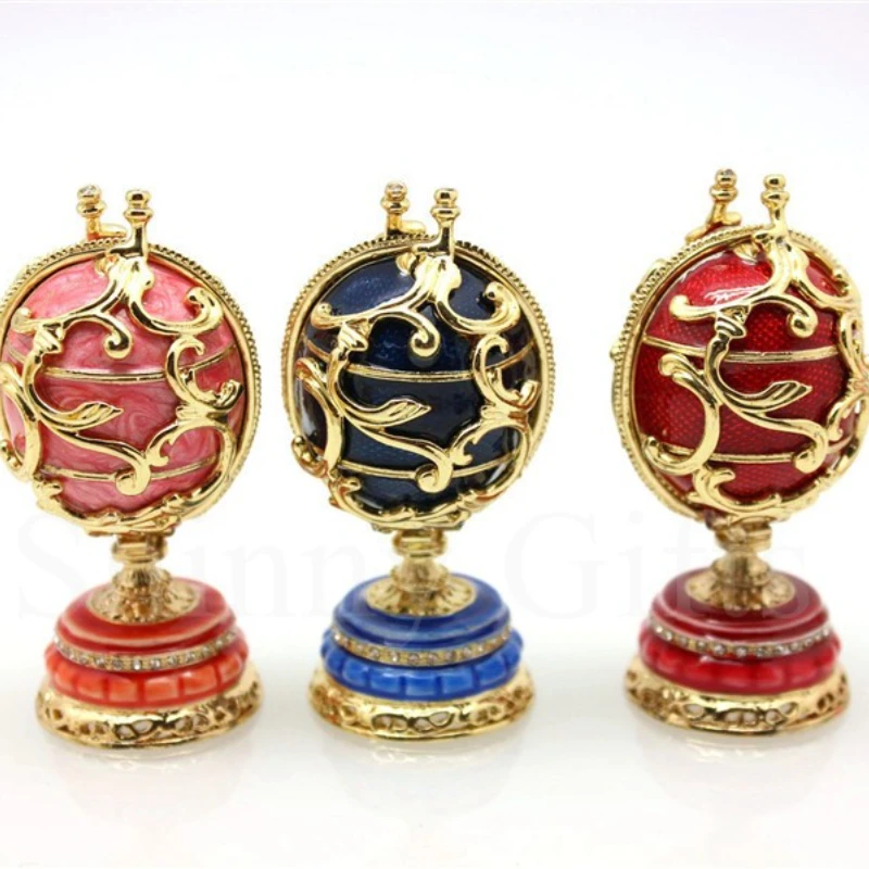 Crystal Easter Faberge Egg Jewelry Box Orecchini Russian Bigiotteria Custodia Regali Di Pasqua Figurine Da Collezione Regali Creativi