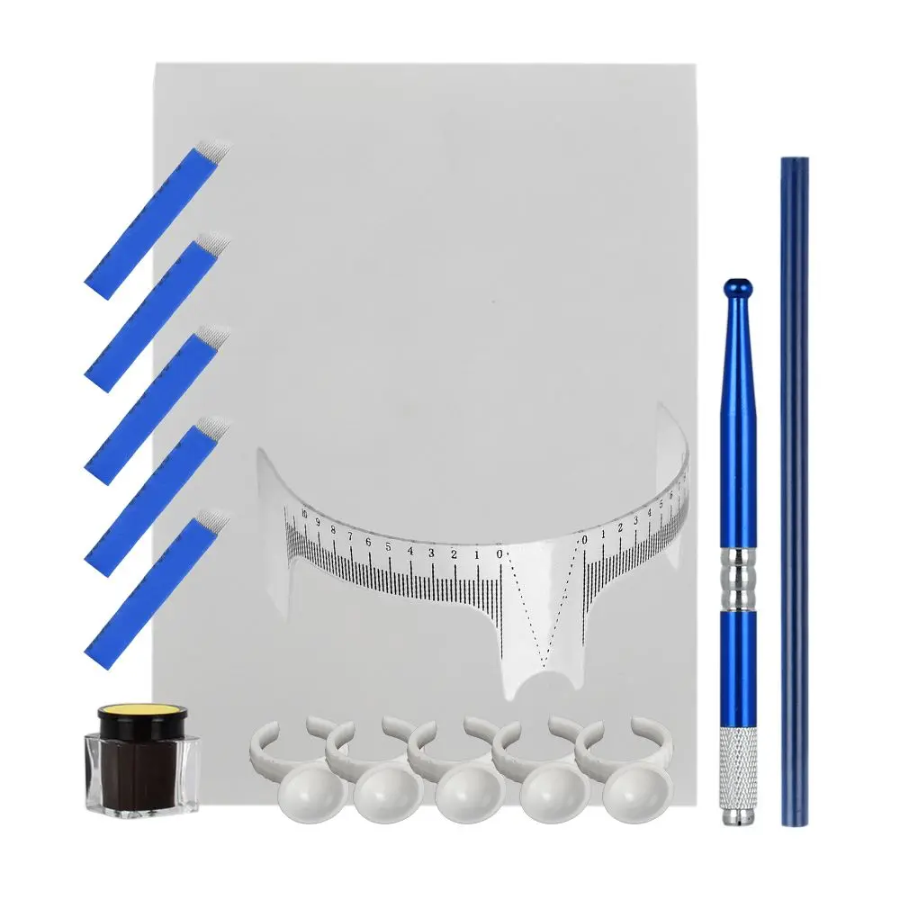 Atomus Microblading Kit Tatuaggio Professionale Sopracciglio Penna Inchiostro Righello Kit Pratica Semipermanente Tatouage Sourcil Micro Lama