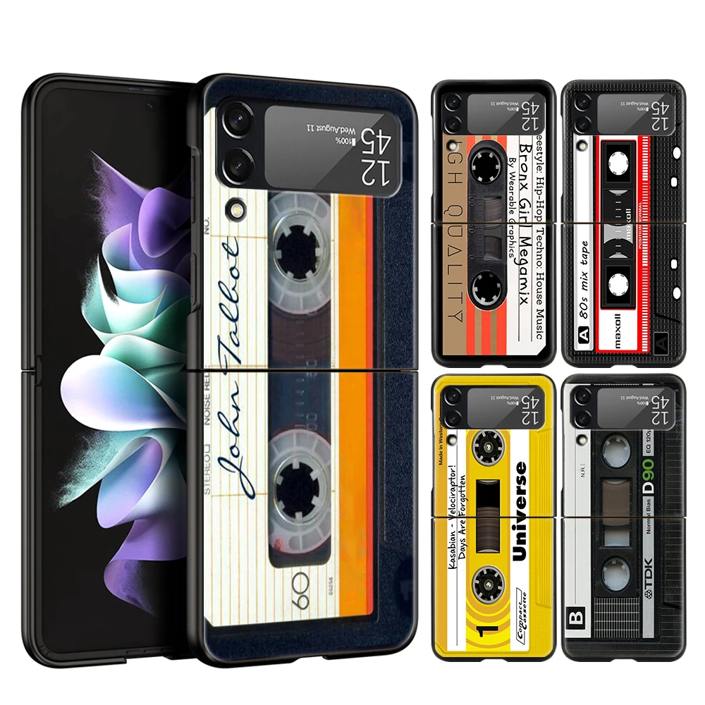 Mixtape Vintage Magnetic Tape Cassette Audio Per Samsung Galaxy Z Flip 4 5 Cover Nera Per Galaxy Z Flip 3 Case Hard Pc