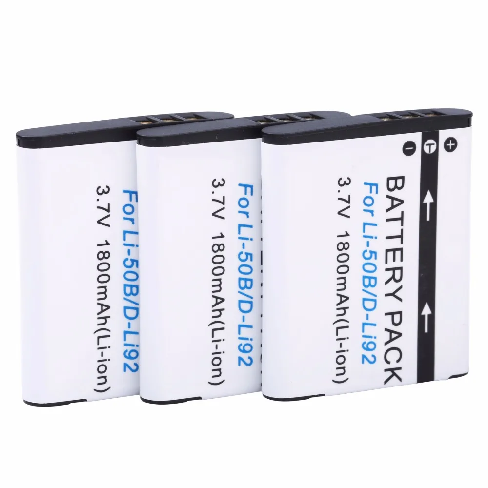 3Pcs Probty Li-50B Li 50B D-Li92 Batteria Per Olympus Xz-1 Sz-30Mr Sz-10 Sz-11 Sz-20 Sp800Uz Duro Tg-810 1030 Tg-610 Sz10 Tg810