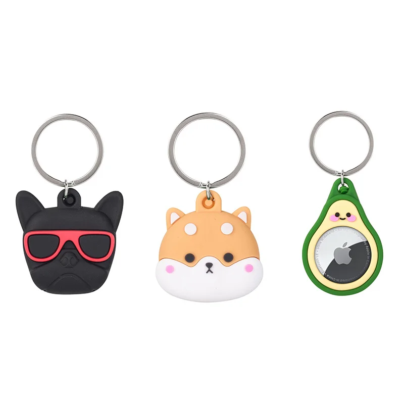 Per Airtag Case Locator Cute Funny Dog Cartoon Silicone Avocado Strawberryfor Airtags Locator Con Portachiavi