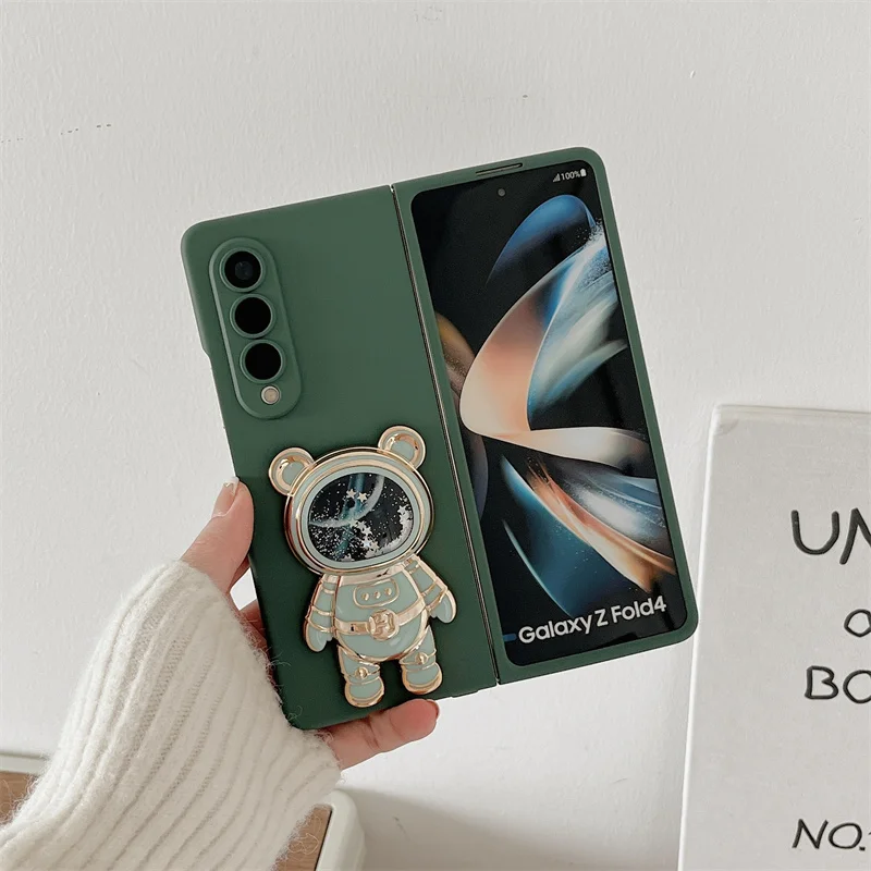 Per Samsung Galaxy Z Fold 4 Custodia Per Cellulare Cute Space Astronaut Staffa Stand Z Fold 3 2 Green Cover
