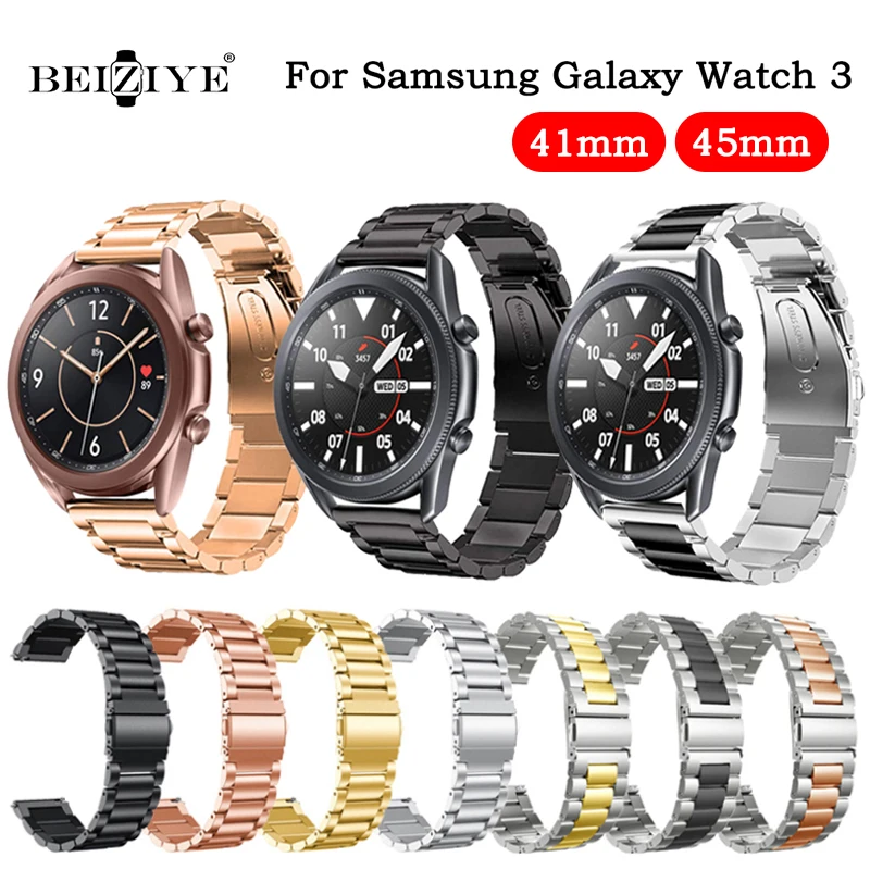 Cinturino Per Samsung Galaxy Watch Cinturino Da Polso In Metallo A 3 Cinturini Per Samsung Galaxy Watch 3 45Mm 41Mm Cinturino In Acciaio Inossidabile