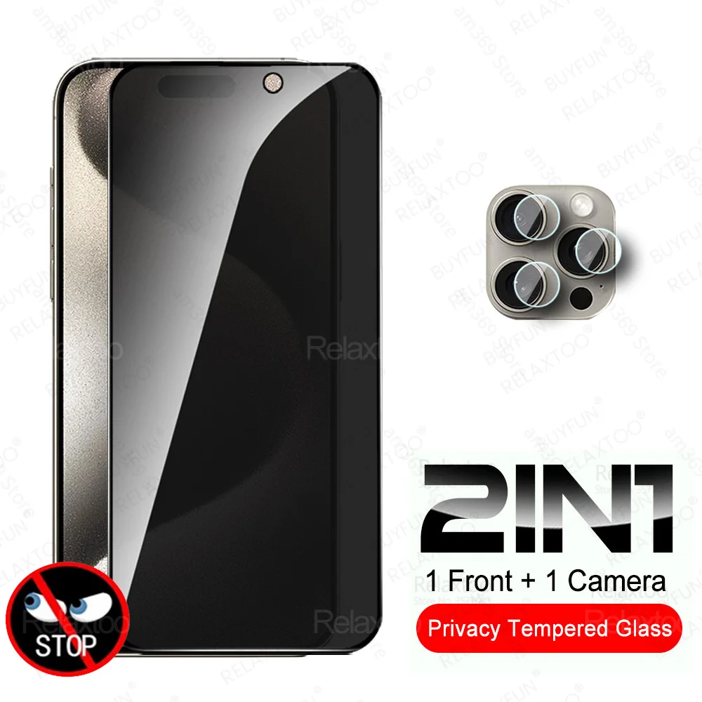 2 To1 Camera In Vetro Temperato Per Iphone 15 Pro Max Privacy Screen Protector Iphone15 Plus Iphone15Pro 15Pro Anti-Spy Protect Glass