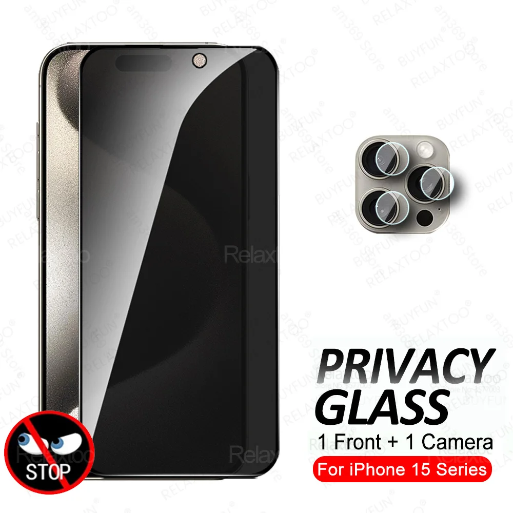 2 To1 Camera In Vetro Temperato Per Iphone 15 Pro Max Privacy Screen Protector Iphone15 Plus Iphone15Pro 15Pro Anti-Spy Protect Glass