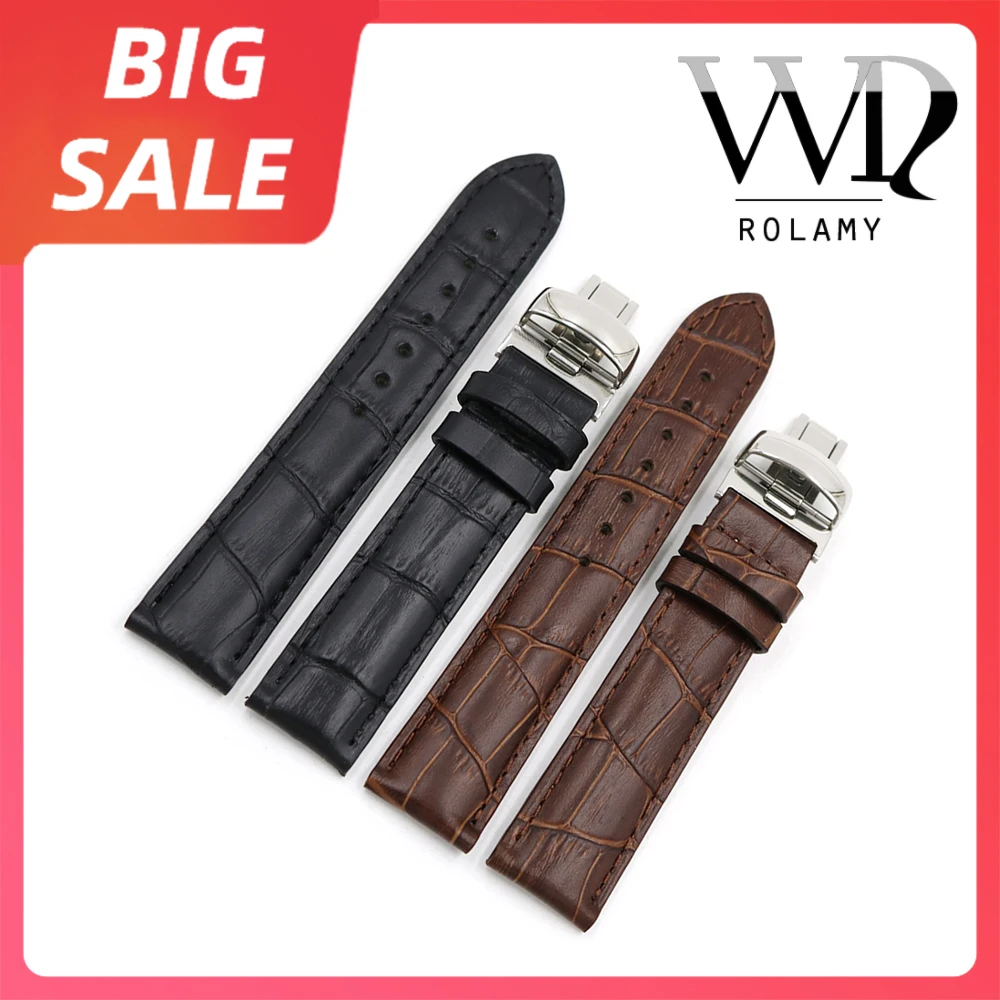 Rolamy 19 Millimetri Di Alta Qualità Nero In Vera Pelle Di Vitello Di Ricambio Watch Band Strap Bracciale Per Tissot Prc200 T17 T461 T014430 T014410
