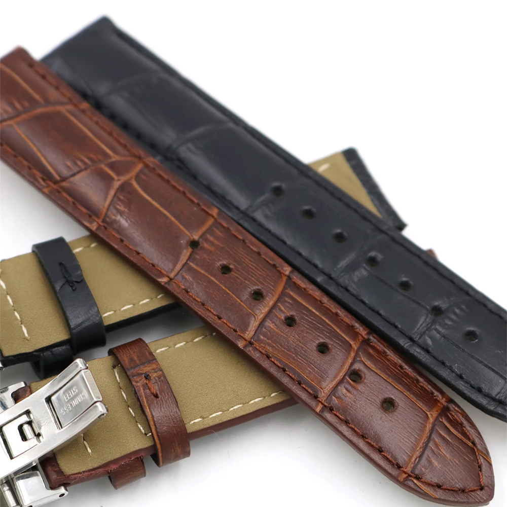19Mm Real Calf Leather Replacement Watch Band Strap For Tissot Prc200 T17 T461 T014430 T014410 Bracelets Band Luxury Style Strap