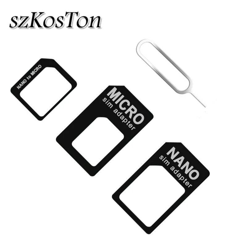 4 In1 Micro Nano Sim Card Adapter Connector Converti Nano Sim Card In Micro Adattatore Standard Per Iphone Huawei Xiaomi Samsung