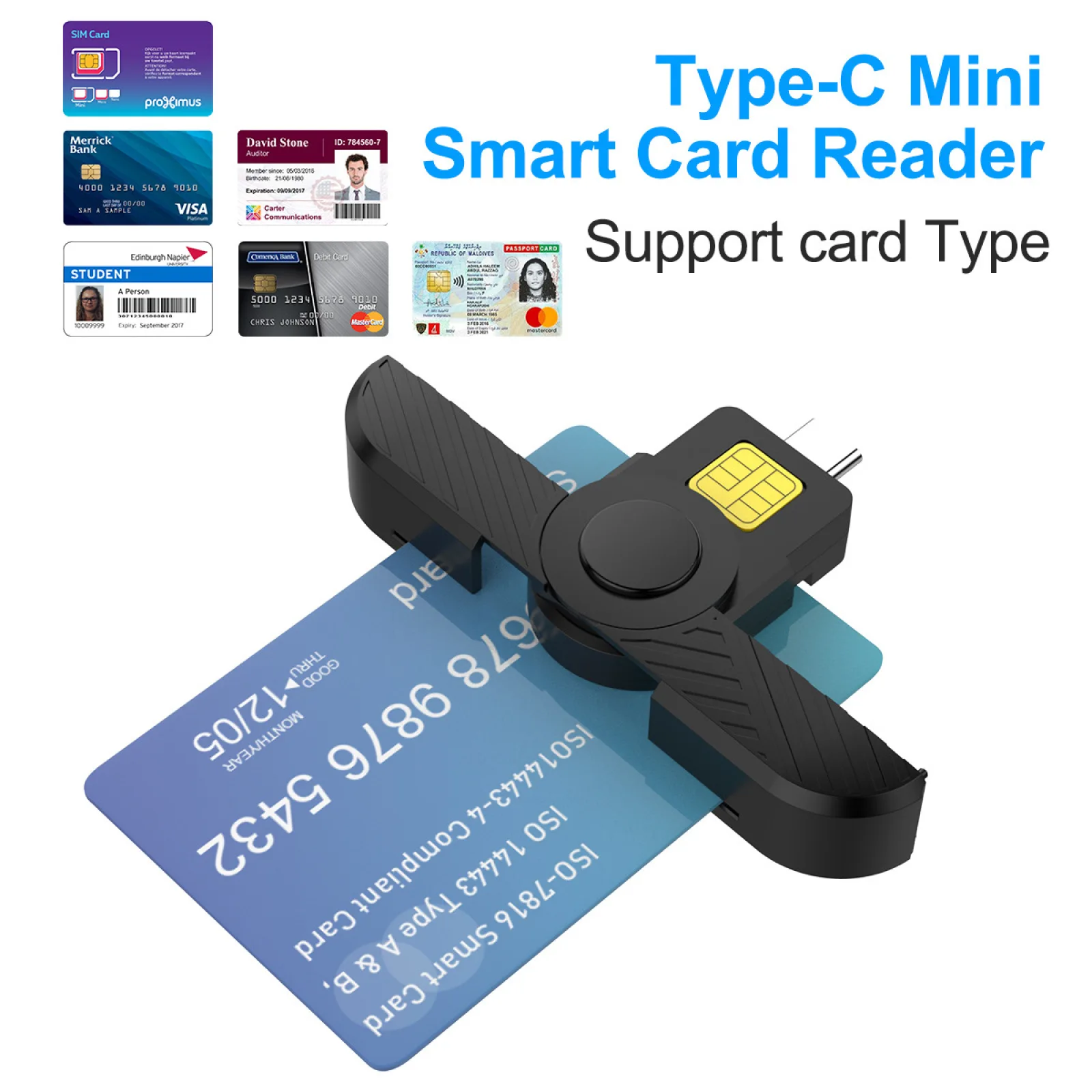 Pieghevole Dod Tipo C Accesso Comune Cac Smart Card Sim Card/Ic Bank Chip Card Reader Compatibile Con Telefono E Linux