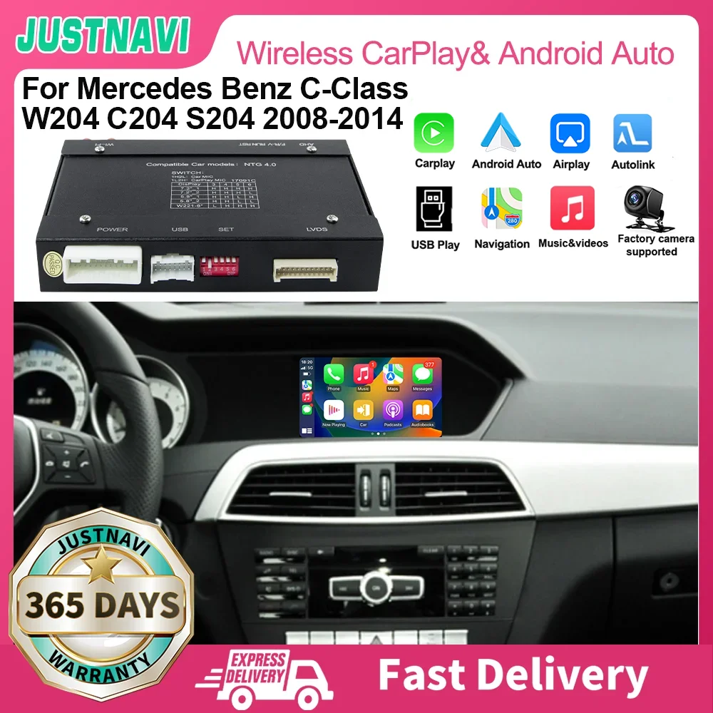 Justnavi Car Multimedia Wireless Apple Carplay Modulo Auto Android Per Mercedes Benz Classe C W204 C204 S204 2008-2014 Ntg4.0/4.5