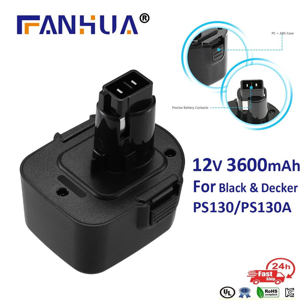 Nuova Batteria Ni-Mh Da 12V 3600Mah Per Batteria Per Utensili Elettrici Black Decker Ps130 Ps130A A9252 A9275 A9266 Gli Utensili Elettrici Sostituisco