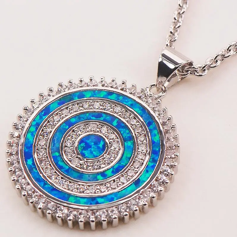 Blue Fire Opal 925 Sterling Silver Pendente Dei Monili Di Modo P145