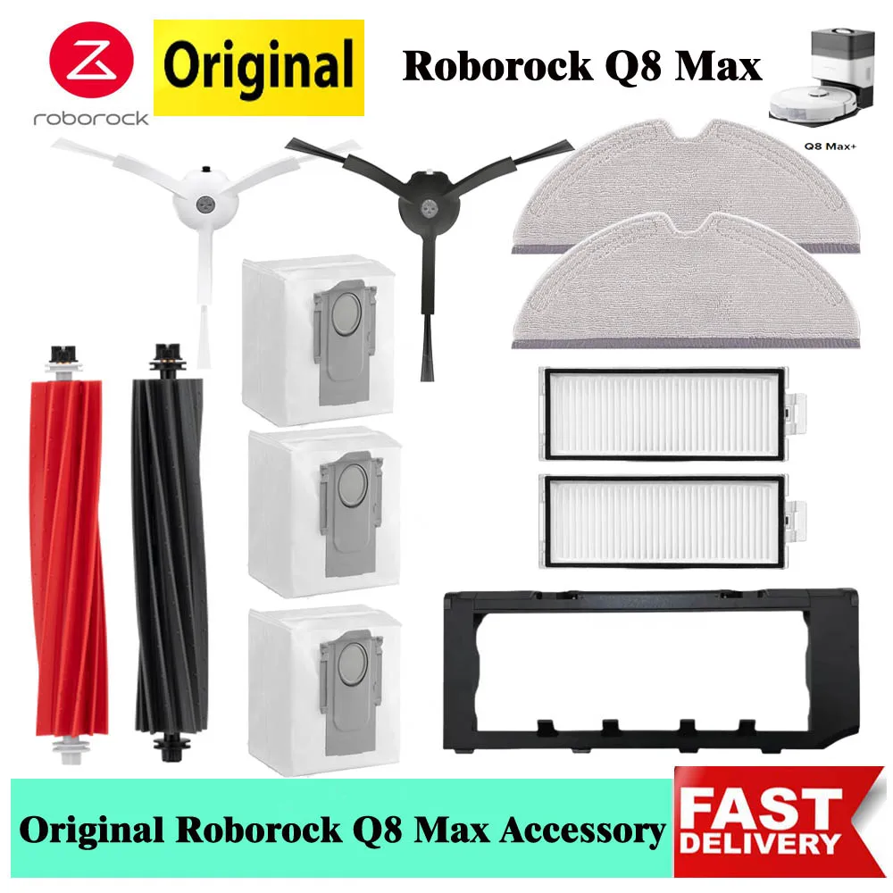 Originale Roborock Q8 Max + Accessori Duoroller Spazzola Principale Mop Panno Filtro Hepa Spazzole Laterali Copertura Sacchetto Della Polvere Di Q8 Ma
