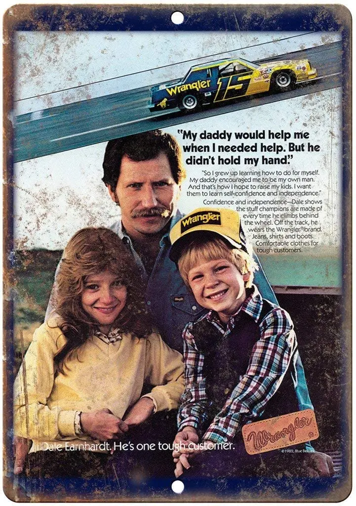 Bobdsa Mrute Wrangler Jeans Dale Earnhardt Racing Retro Metal Painted Art Poster Metal Iron Painting Tin Wall Signs Placca Bar