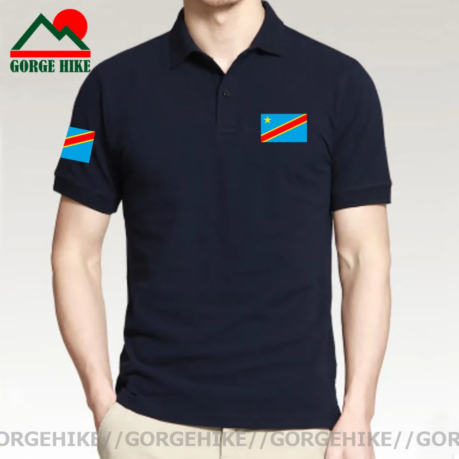 Dr Congo Polo Uomo Manica Corta Marche Bianche Stampate Per Il Paese 2021 Cotone Nation Cod Drc Doc Congo-Mea Congo
