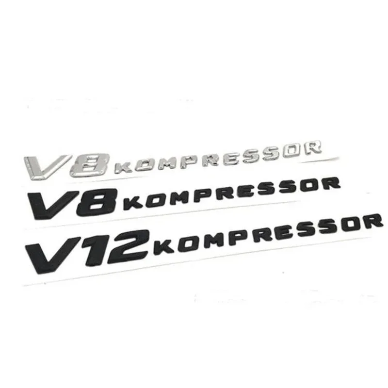 Abs 3D Letters Emblem V8 Kompressor V12 Kompressor Per Mercedes Benz Car Styling Side Fender Logo Sticker Chrome Matte Black
