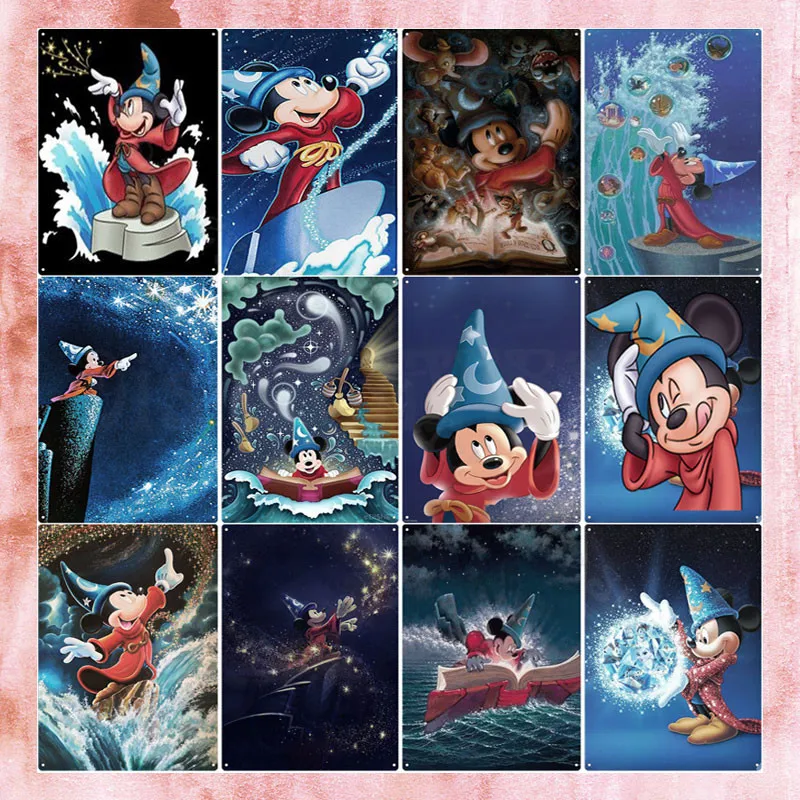 Disney Targhe In Metallo Fantasia Divertente Simpatico Topolino Poster In Metallo Decorativo Stagno Pittura Cartone Animato Targa In Metallo Decorazio