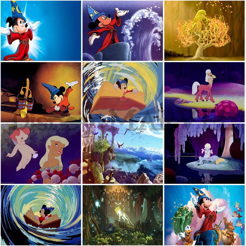Mickey Fantasia Diy Diamond Painting Disney Cartoon Full Diamond Embroidery Cross Stitch Kits Diamond Embroidery Kids Room Decor