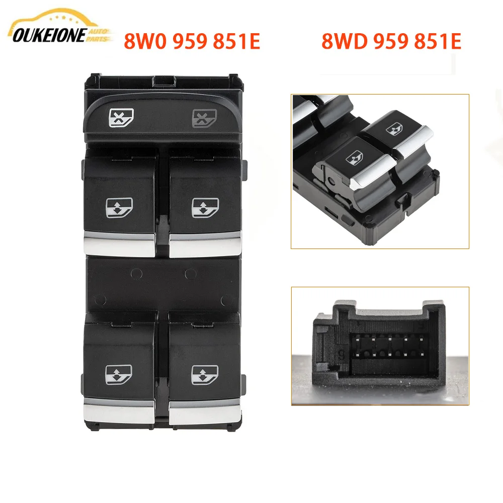 Pulsante Alzacristallo Elettrico Principale Sinistro Anteriore Per Audi A4 A5 2016 Q5 2017 8 W0 959 851E 8Wd 959 851E