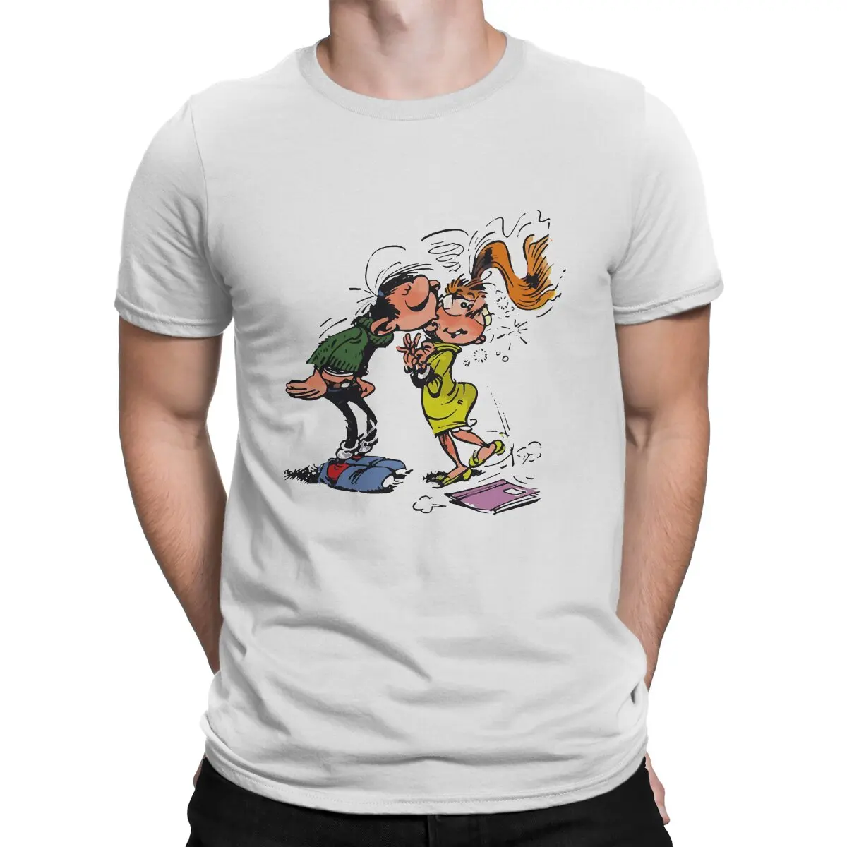 Kissing Girl Hip Hop Tshirt Gaston Lagaffe Comics Maglietta Casual Vendita Calda Roba Per Adulti