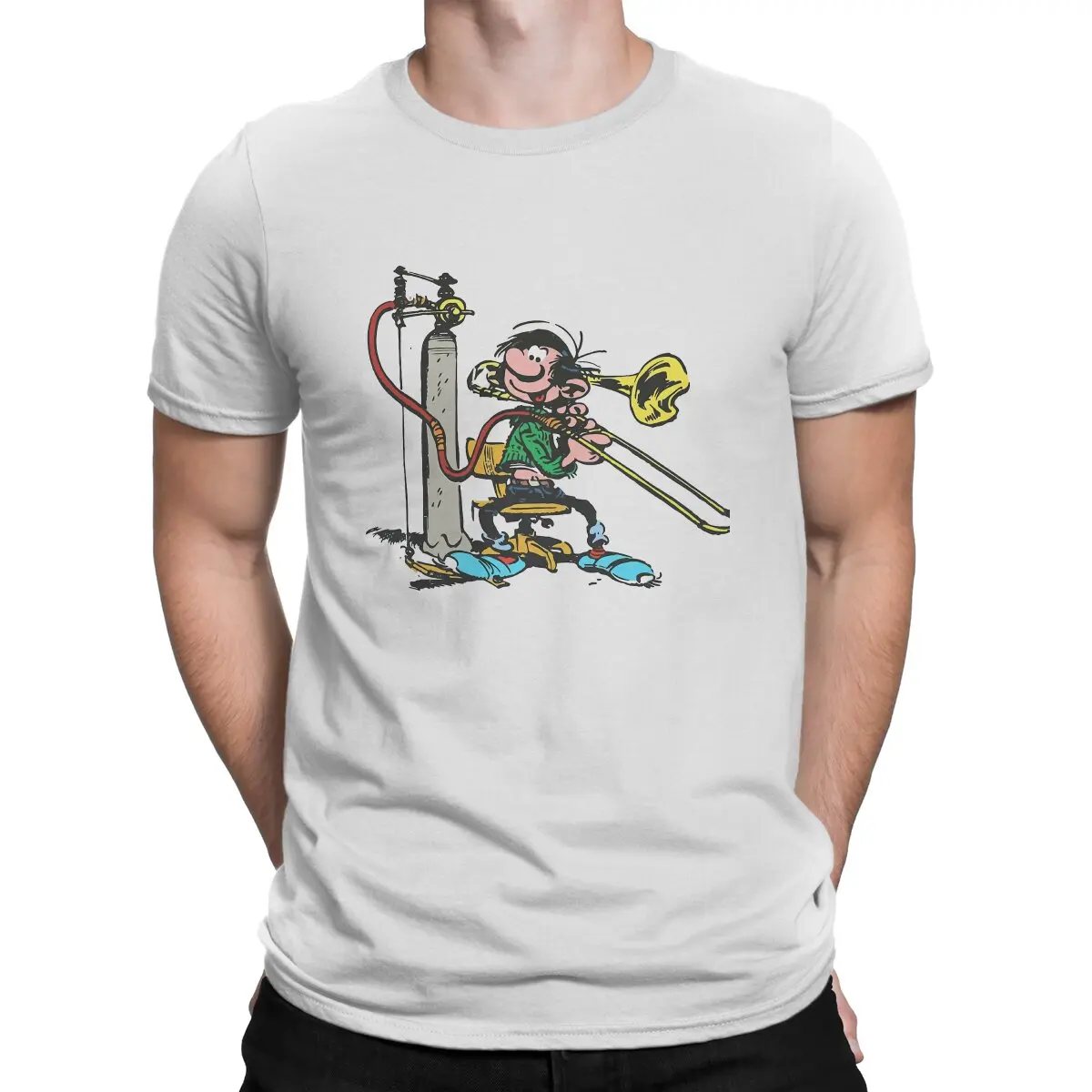 Maglietta Uomo Gaston Lagaffe Comics Con Maglietta Moda Tromba Streetwear Originale Nuova Tendenza