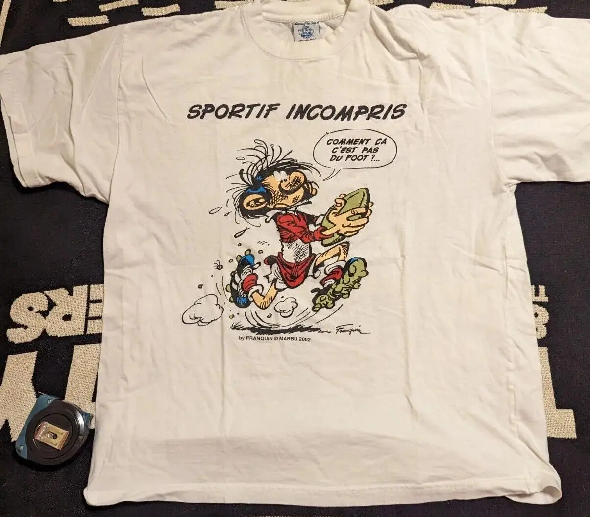 Vintage 2002 Andre Franquin Marsu Gaston Cartoon T Shirt Xl Spirou Comics Maniche Lunghe