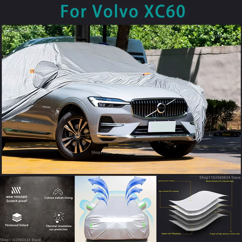 Per Volvo Xc60 210T Full Car Covers Outdoor Sun Protezione Uv Polvere Pioggia Neve Protettiva Anti-Grandine Car Cover Auto