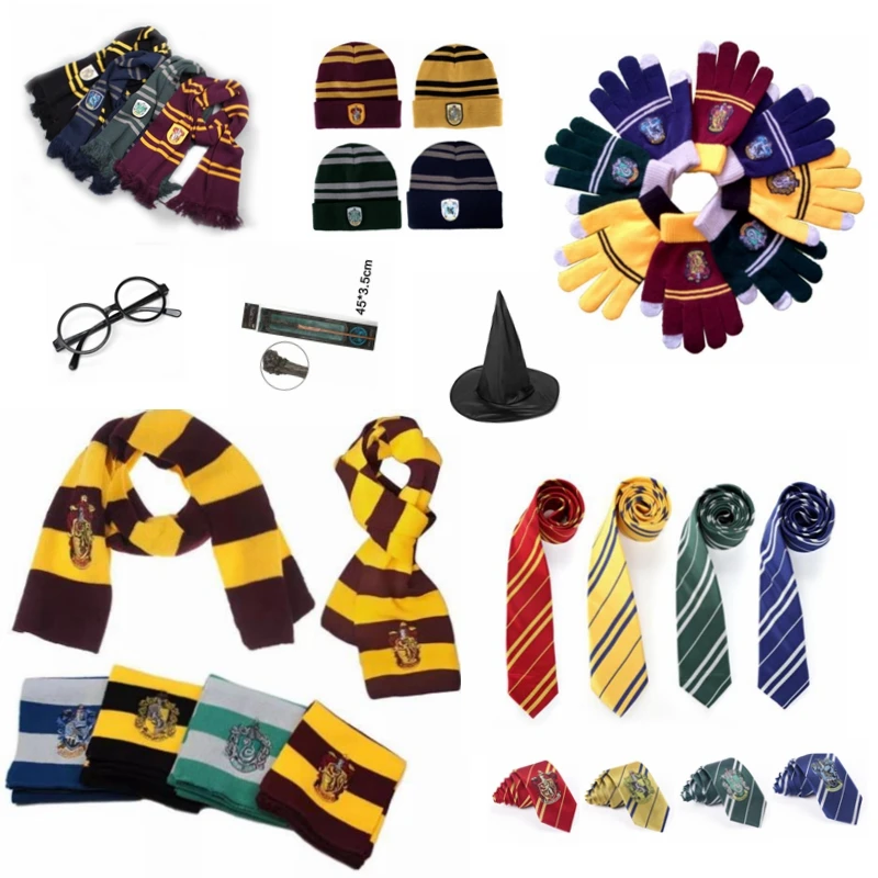 Harried Potter Halloween Kids Costume Adulto Slytherin Ravenclaw Hermione Granger College Collar Cosplay Costume Tie Scarf Supply