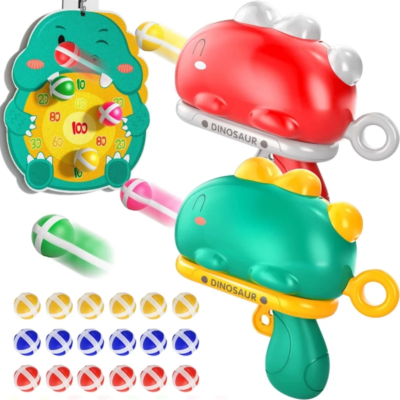 Dinosauro Sticky Ball Lancio Giocattolo Set Tiro Palla Pistola Dart Board Target Soft Bullet Outdoor Indoor Game Girl Boy Regalo Di Compleanno