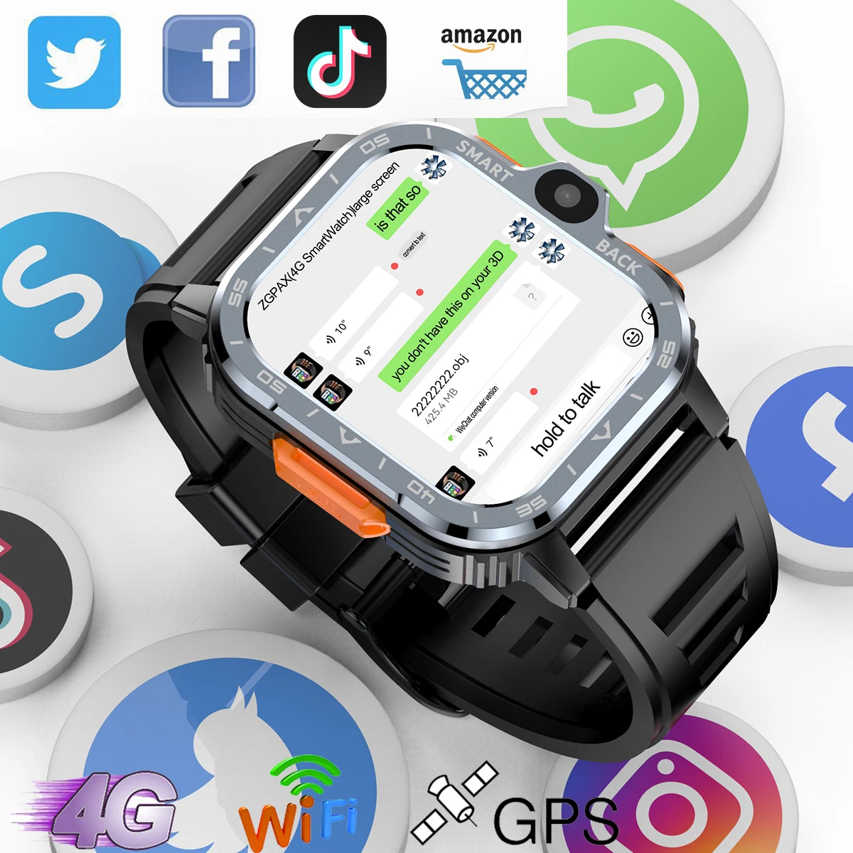 Vwar Rugged 4G Smart Watch Schermo Hd Da 2.03 "2Gb Ram 128G/64G Rom Supporta Sim Wifi Dual Camera Face Id Smartwatch Android