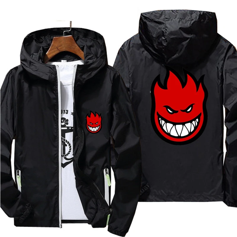 Ripper Spitfire Zombie Wheels Bomber Giacca Da Uomo Plus Size Giacca A Vento Sottile Pelle Ultra Leggera Slim Fit Pilot Cappotto Con Cappuccio Ciclism