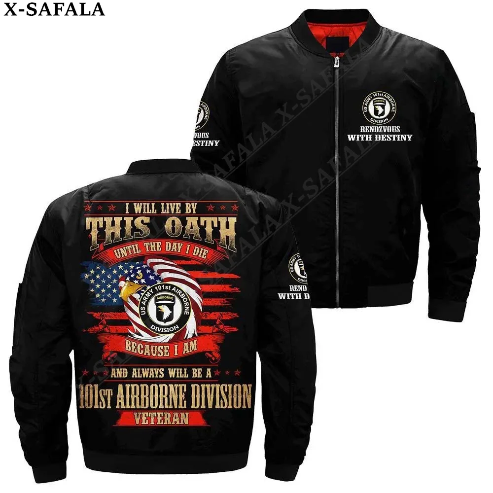 101St Airborne Army Veterano 3D Bomber Giacche Giacca Con Cerniera Cappotto Spesso Casual Unisex Harajuku Uomo Donna Streetwea-3