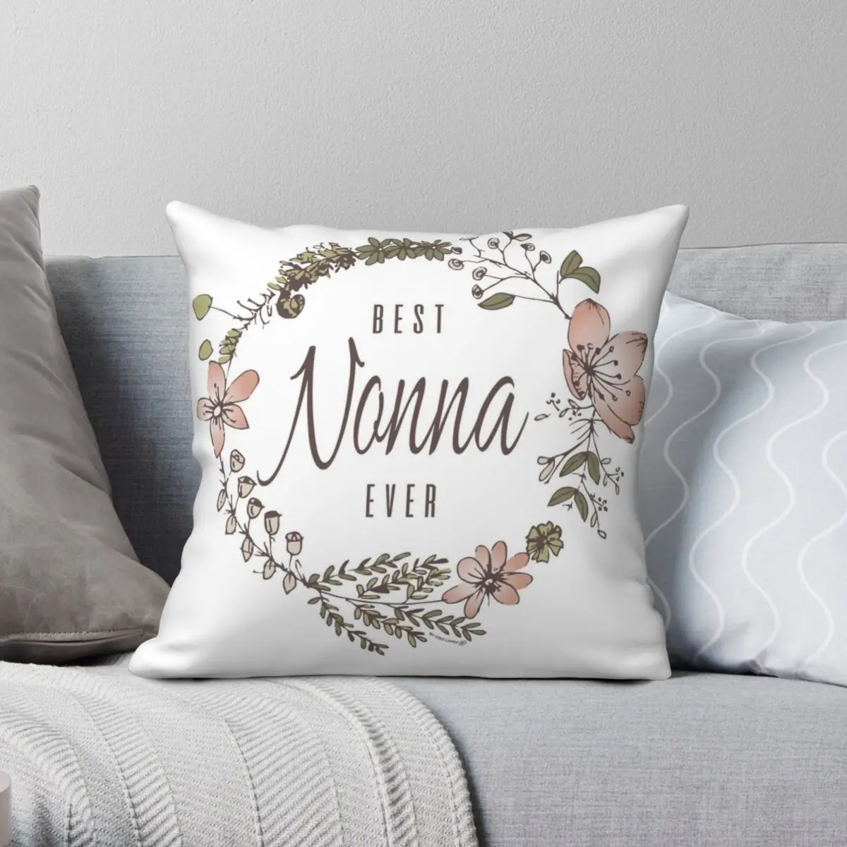 Best Nonna Ever Mothers Day Square Federa Poliestere Lino Velluto Stampato Zip Fodera Per Cuscino Decorativo Per Camera 45X45
