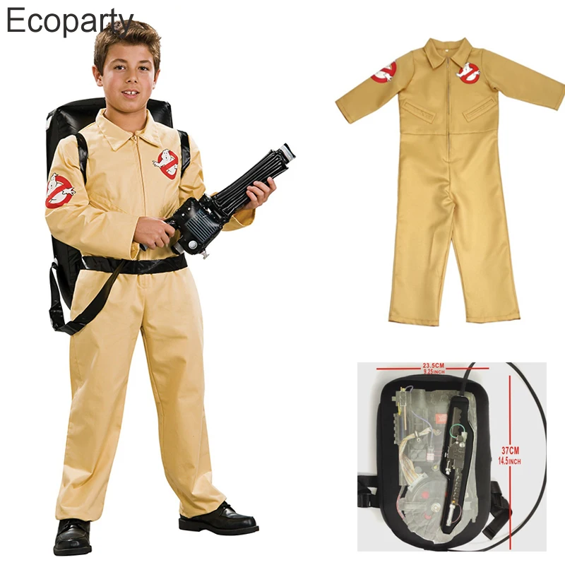 Halloween Children Movie Ghostbuster Cosplay Costume Boy'S Jumpsuit Uniform Suit With Bag Carnival Party Outfits For Kids