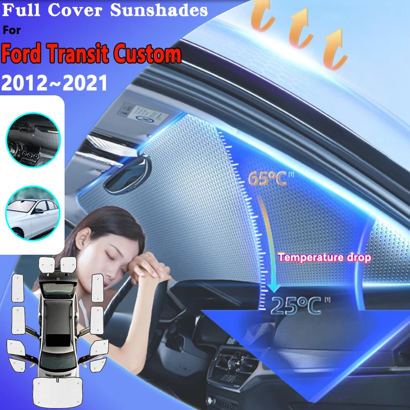 Per Ford Custom Transit Accessori 2012 ~ 2021 Swb Tourneo Car Full Windows Visor Parabrezza Protezione Solare Uv Parasole Parasole