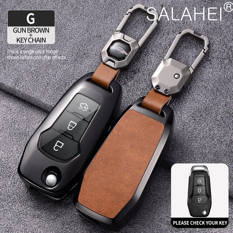 Car Flip Key Case Cover Bag Holder Per Ford Ranger C-Max S-Max Focus Galaxy Mondeo Transit Tourneo Accessori Ranger Personalizzati