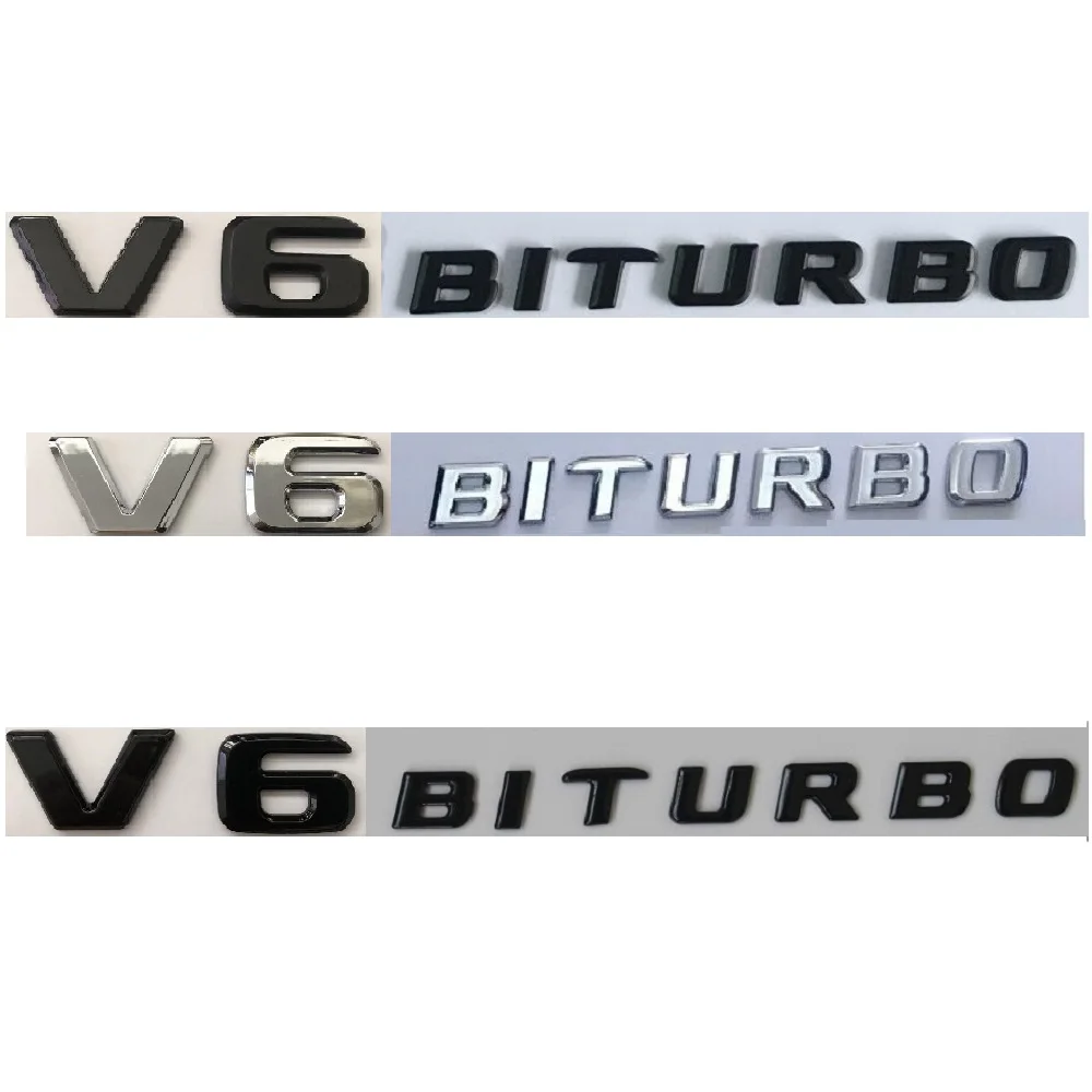 Per Mercedes Benz Amg Flat Letters V6 Biturbo Fender Emblems Badge V 6 Biturbo Simboli Targhetta 2 Pezzi