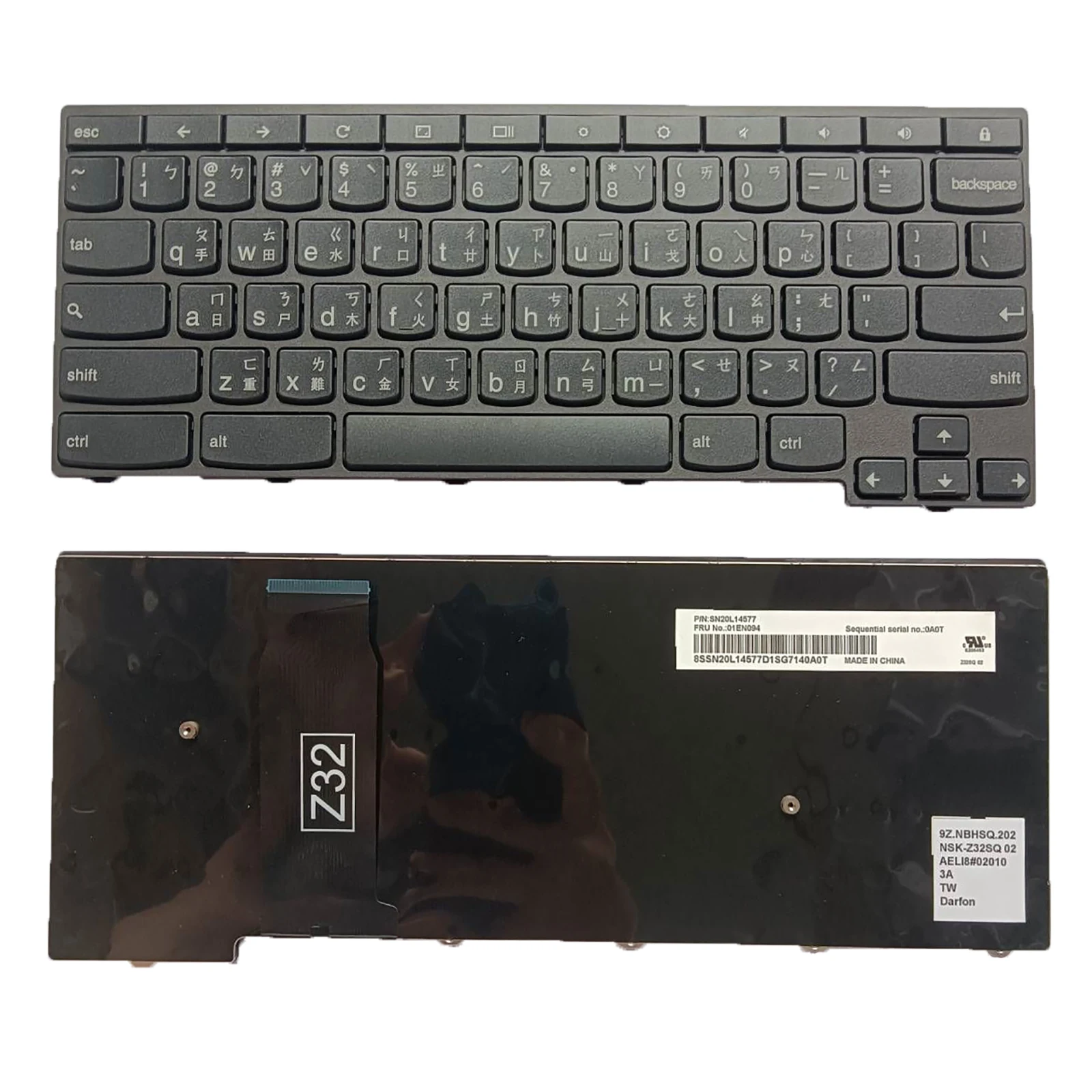 Tastiera Nera Tw Cornice Nera Per Lenovo Chromebook Thinkpad 11E 4Th Gen Yoga