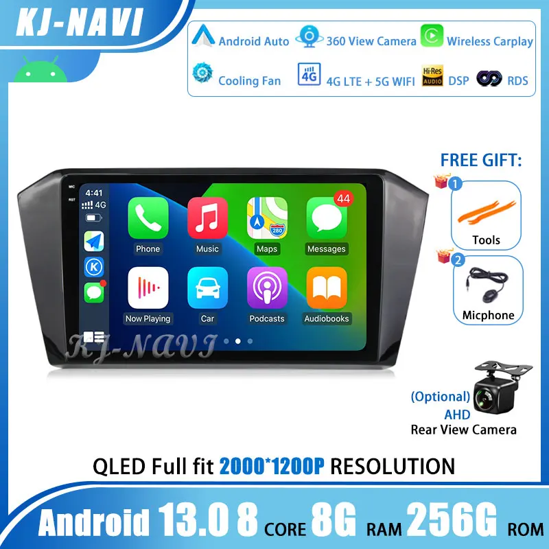 Schermo Qled Android 13 Autoradio Per Vw / Volkswagen Passat B8 2015- 2020 Autoradio Gps Multimedia Wireless Carplay No 2Din