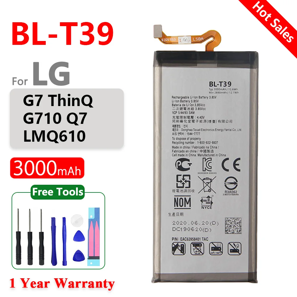 Batteria Originale Bl-T39 Per Lg G7 G7 + G7Thinq Lm G710 Thinq G710 Q7 + Lmq610 Bl T39 Batterie Per Telefoni Cellulari + Strumenti Gratuiti