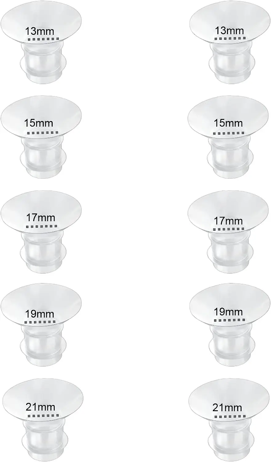 Inserti Flangiati 13/15/17/19/21Mm 10 Pz, Compatibile Con Medela/Momcozy/Spectra/Youha/Ximyra S9/S12 24Mm Scudi/Flange